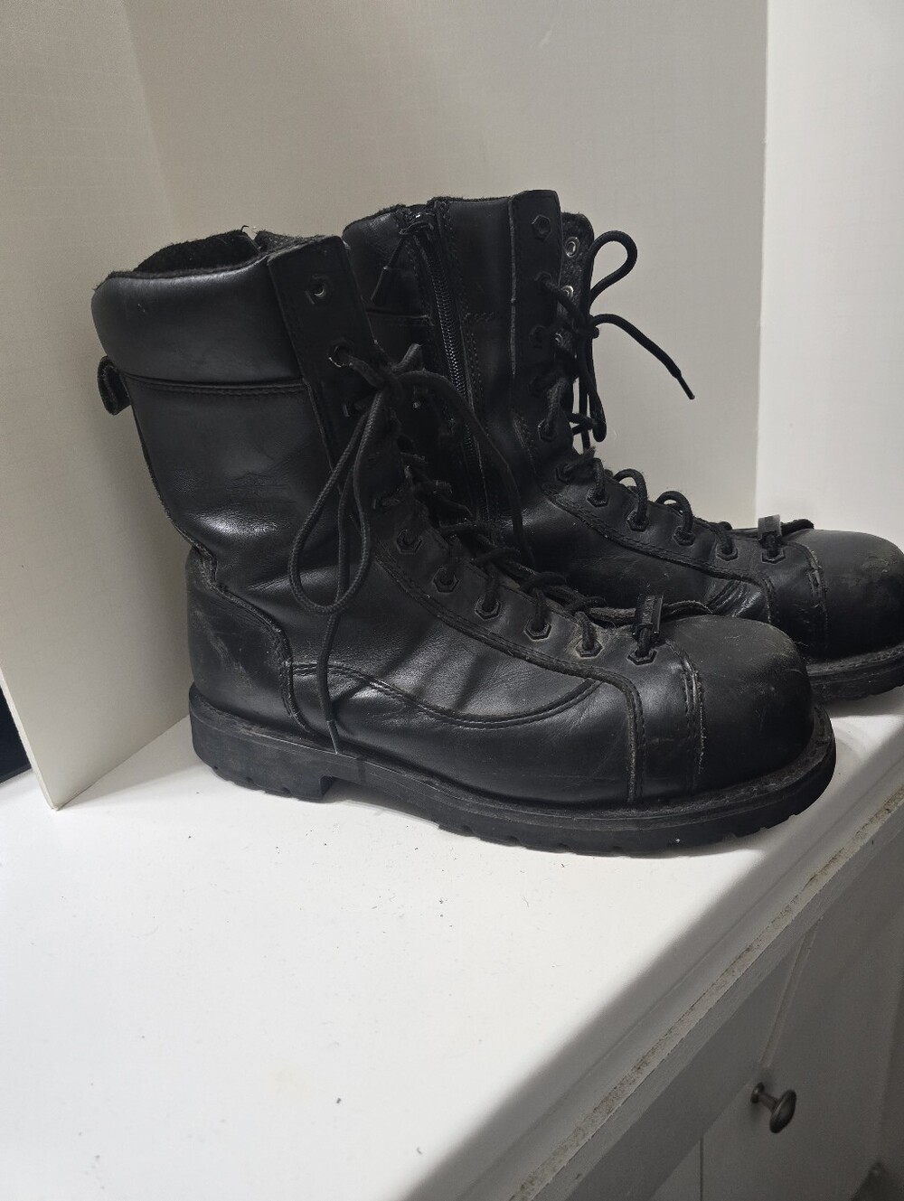 Steel Toe Harley-Davidson Black Leather Lace-Up Zip Combat (CSA) Boots